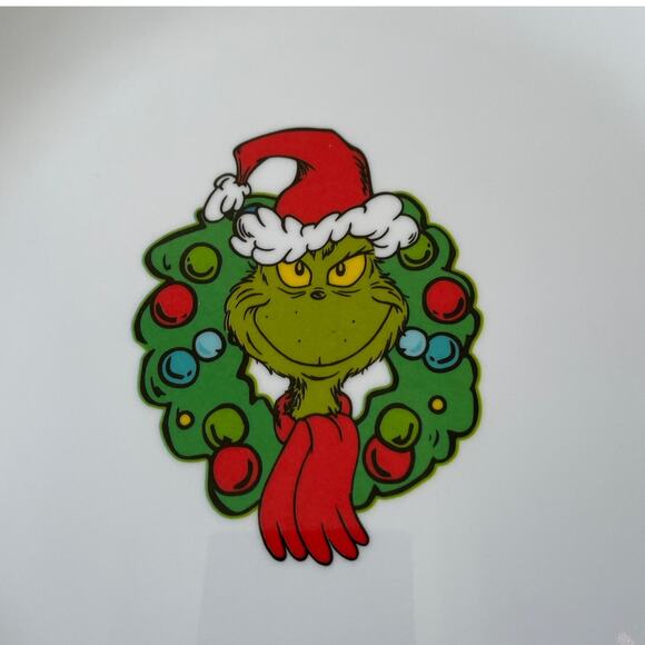 Dr. Seuss THE GRINCH Melamine Dinner Plates Set of 4 Green Red Christmas NEW - Picture 3 of 15